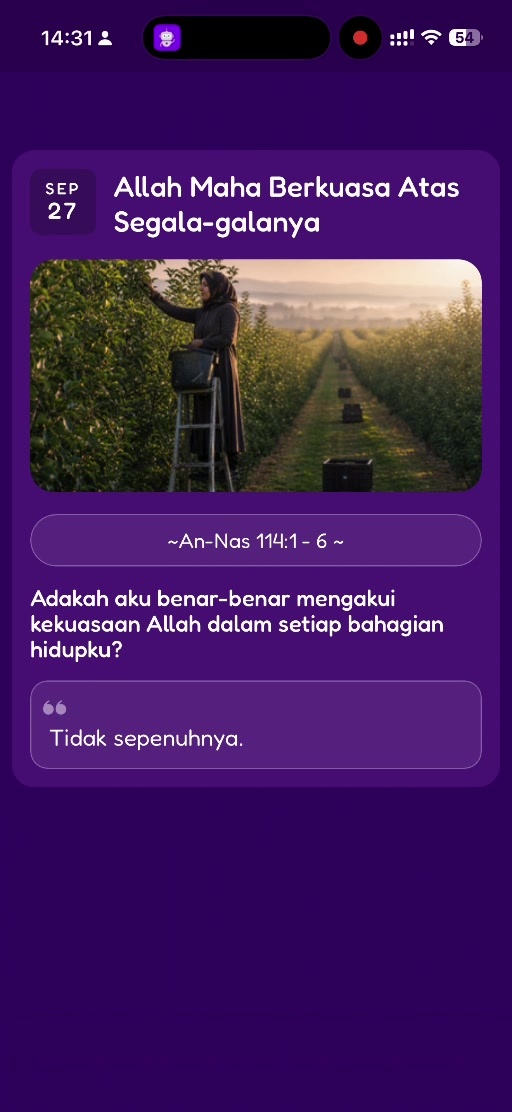 Langkah 8: Jurnal tersimpan Reflection An-Nas