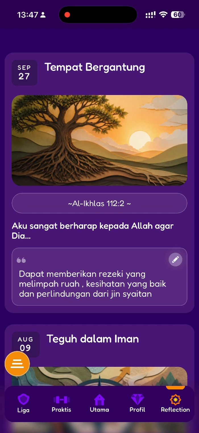 Langkah 7: Rekod dalam jurnal Reflection Al-Ikhlas