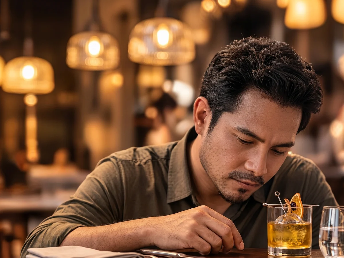 Seorang lelaki keluar makan