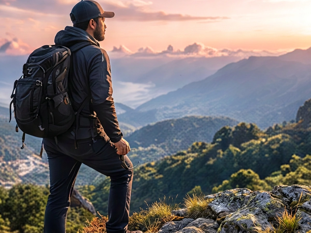 Seorang lelaki mendaki gunung