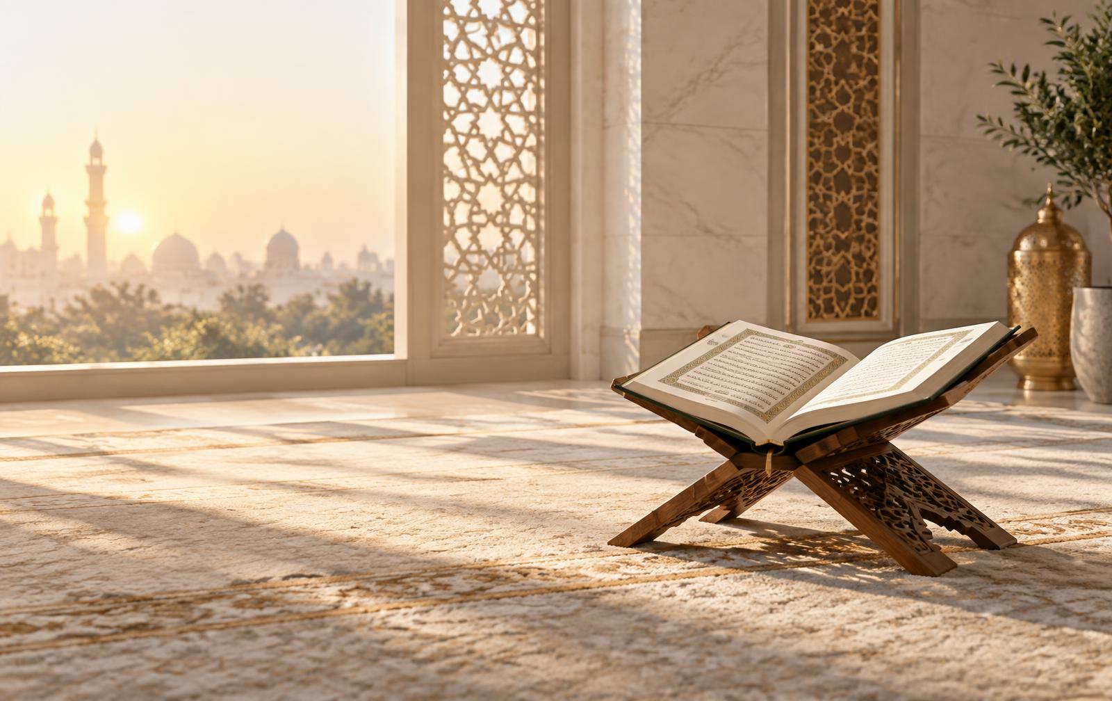 Al-Quran terbuka di ruang yang tenang